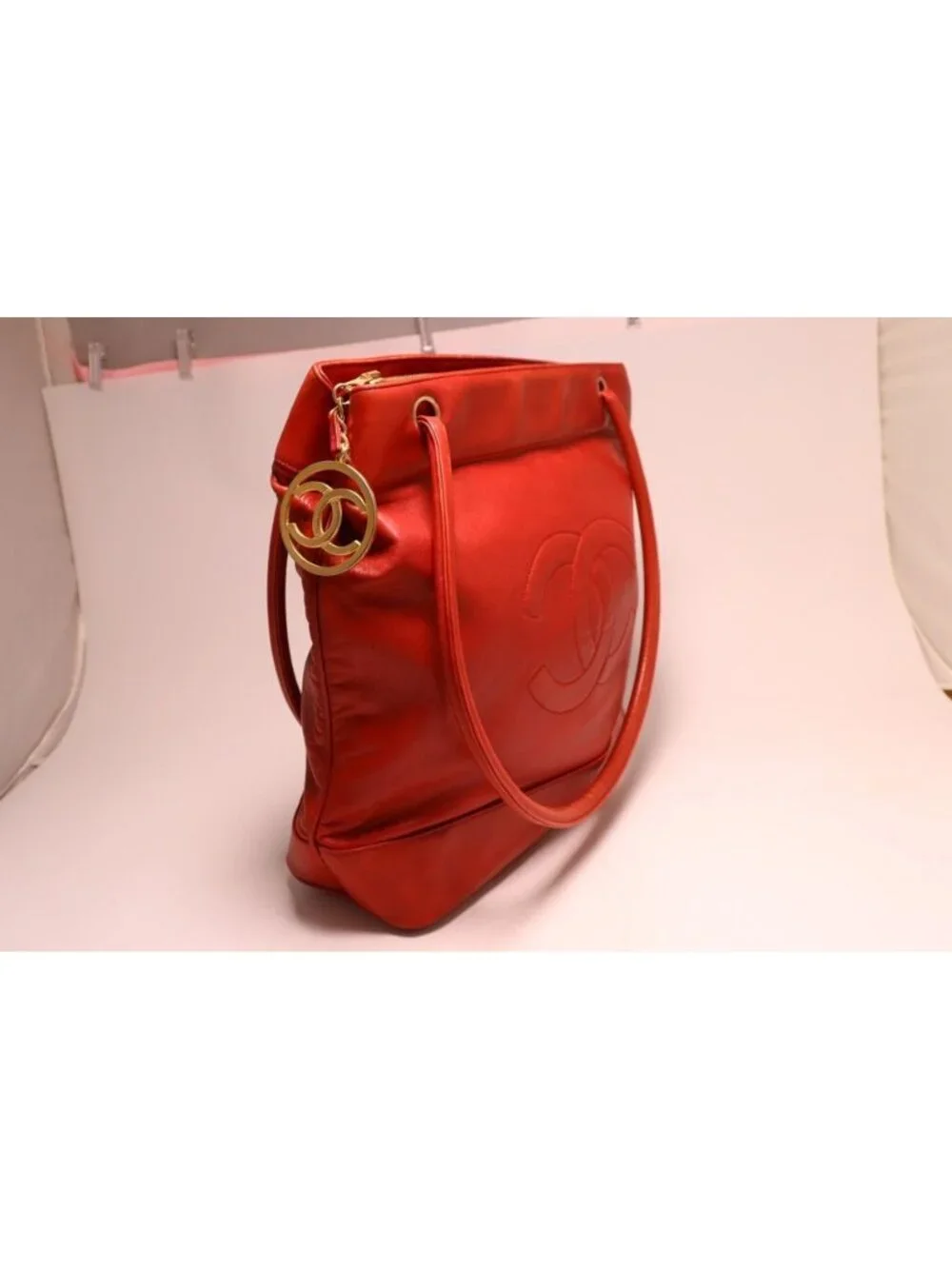 Chanel Lambskin Red Tote Bag